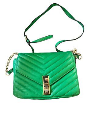 ALDO Green Quilted Crossbody Bag with Gold Chain Strap